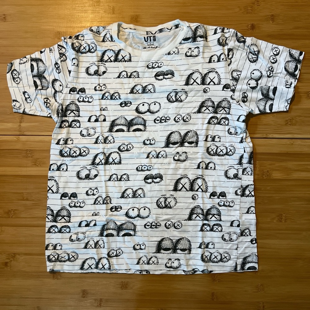 KAWS White Short-Sleeve Graphic Tee with Black Motif